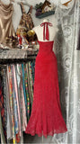 Ndyad Black Halter A-Line Chiffon&Tulle Open Back Prom Dresses Birthday Dresses HZ1024