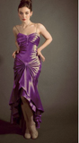 Ndyad Spaghetti Strap Mermaid Satin Dark Green Long Prom Dress Gorgeous Evening Dress HZ1024