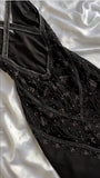 Ndyad Black Beaded Halter Neck Mermaid Chiffon Prom Dress for Party Enchanted Backless Sleeveless Evening Gown HZ1024