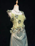 Ndyad Olive Green Spaghetti Straps Sheath Beaded Prom Dress Gorgeous 3D Flowers Formal Evening Dress HZ1024