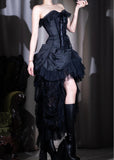Ndyad Personality Lace A-Line Strapless Prom Dress Birthday HZ1024