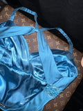 Ndyad Blue Sweetheart Neck Bodycon Dress Satin Backless Prom Dress Formal Evening Dress HZ1024