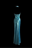 Ndyad Blue Halter Mermaid Backless Long Prom Dress Gorgeous Formal Evening Dress HZ1024