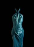 Ndyad Blue Halter Mermaid Backless Long Prom Dress Gorgeous Formal Evening Dress HZ1024