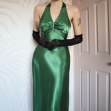 Ndyad Forest Green Backless Ball Gown - Glam Sparkling Beads & Satin for Prom,?? Galas& Parties** HZ1024