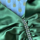 Ndyad Forest Green Backless Ball Gown - Glam Sparkling Beads & Satin for Prom,?? Galas& Parties** HZ1024