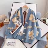 Ndyad bear cardigan sweater loose knitted cardigan HZ1024