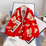 Ndyad bear cardigan sweater loose knitted cardigan HZ1024