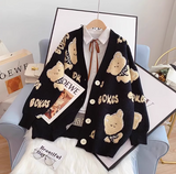 Ndyad bear cardigan sweater loose knitted cardigan HZ1024