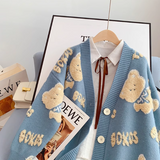 Ndyad bear cardigan sweater loose knitted cardigan HZ1024