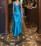 Ndyad Royal Blue Backless Satin Prom Dress - Backless Sexy Empire Dress - Glitter Beaded Evening Dress for Quinceanera&Birthday HZ1024