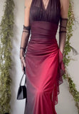 Ndyad Green Formal Dresses, V-neck Sheath Glitter Birthday Dresses, Chiffon Retro Backless Party Dresses HZ1024