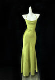 Ndyad Satin Swing Neck Spaghetti Straps Mermaid Gown Elegant Backless Prom Dress for Quinceanera&Graduation HZ1024