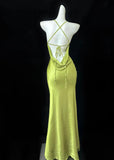 Ndyad Satin Swing Neck Spaghetti Straps Mermaid Gown Elegant Backless Prom Dress for Quinceanera&Graduation HZ1024