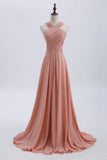 Ndyad Blush Pink Prom & Wedding Dress-Sweet 16 Chiffon Evening Gown for Graduation & Quinceanera HZ1024