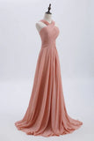 Ndyad Blush Pink Prom & Wedding Dress-Sweet 16 Chiffon Evening Gown for Graduation & Quinceanera HZ1024