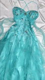 Evafashion 1950s Inspired Baby Princess Blue Prom Dress - Shimmering Sequins Tulle & Satin Ballgown for Formal Events HZ1024