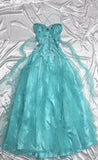 Evafashion 1950s Inspired Baby Princess Blue Prom Dress - Shimmering Sequins Tulle & Satin Ballgown for Formal Events HZ1024