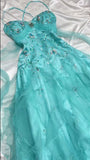 Evafashion 1950s Inspired Baby Princess Blue Prom Dress - Shimmering Sequins Tulle & Satin Ballgown for Formal Events HZ1024