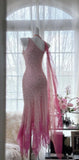 Ndyad Cinderella Pink A-Line Evening Gown - Iridescent Beaded Tulle with Soft Chiffon Layers for Sweet 16 HZ1024