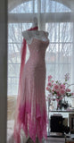 Ndyad Cinderella Pink A-Line Evening Gown - Iridescent Beaded Tulle with Soft Chiffon Layers for Sweet 16 HZ1024