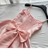 Ndyad Spring Pool Party Dress Pink Satin A-Line Short Prom Dress for Birthday &Homecoming HZ1024