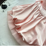 Ndyad Spring Pool Party Dress Pink Satin A-Line Short Prom Dress for Birthday &Homecoming HZ1024