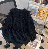 Ndyad Thickened Fringe Crew Neck long sleeve sweater HZ1024
