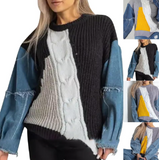 Ndyad patchwork long-sleeved women's sweater HZ1024