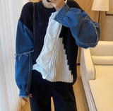 Ndyad patchwork long-sleeved women's sweater HZ1024