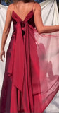 Ndyad Purple Satin Prom Dress Vintage Glam Evening Gown with Chiffon Ribbon HZ1024