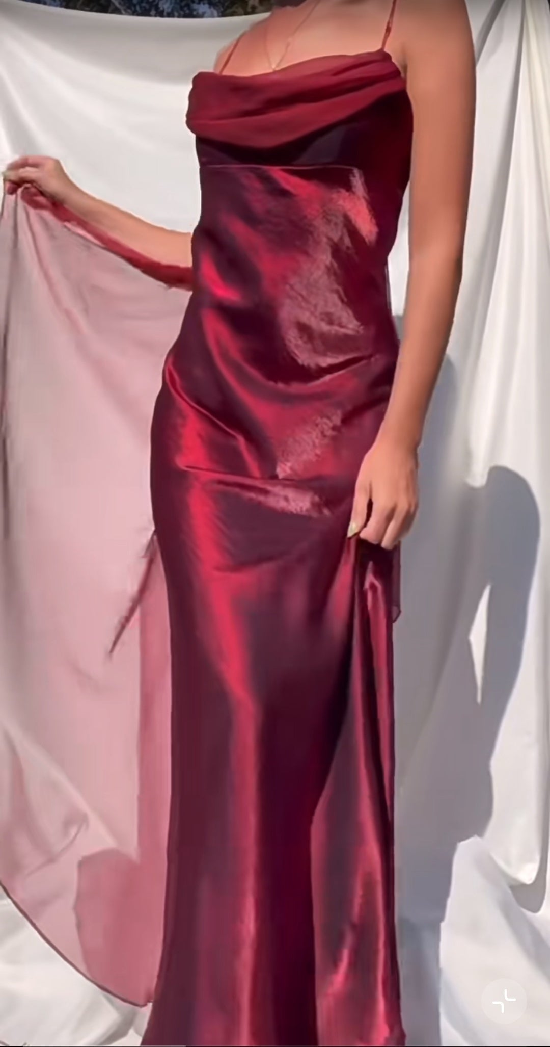 Ndyad Purple Satin Prom Dress Vintage Glam Evening Gown with Chiffon Ribbon HZ1024