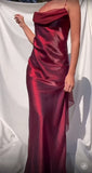 Ndyad Purple Satin Prom Dress Vintage Glam Evening Gown with Chiffon Ribbon HZ1024