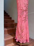 Ndyad Light Purple One Shoulder Bodycon Beading Chiffon Prom Dress Vintage Glitter Evening Gown HZ1024
