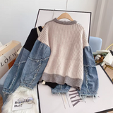 Ndyad patchwork long-sleeved women's sweater HZ1024