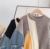 Ndyad patchwork long-sleeved women's sweater HZ1024
