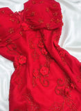 Ndyad Fairytale Red Chiffon Prom Dress for Party&Birthday Glitter Beaded Applique Evening Gown HZ1024