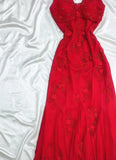Ndyad Fairytale Red Chiffon Prom Dress for Party&Birthday Glitter Beaded Applique Evening Gown HZ1024