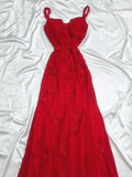 Ndyad Fairytale Red Chiffon Prom Dress for Party&Birthday Glitter Beaded Applique Evening Gown HZ1024