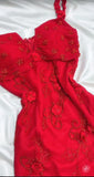 Ndyad Fairytale Red Chiffon Prom Dress for Party&Birthday Glitter Beaded Applique Evening Gown HZ1024