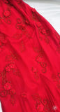 Ndyad Fairytale Red Chiffon Prom Dress for Party&Birthday Glitter Beaded Applique Evening Gown HZ1024