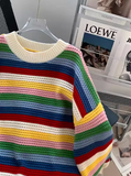 Ndyad Stripe Fringe Loose Crewneck Sweater HZ1024