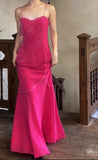 Ndyad Pink Spaghetti Strap Beaded Long Prom Dress Formal Evening Gowns HZ1024