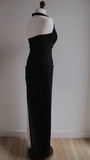 Ndyad Black Chiffon Beaded Neck Prom Dresses Elegant White Ruffle Party Dresses HZ1024