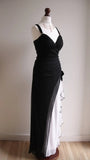 Ndyad Black V-neck Chiffon Ball Dress Glam Ruffle Party Dress HZ1024