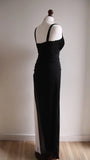 Ndyad Black V-neck Chiffon Ball Dress Glam Ruffle Party Dress HZ1024