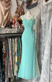 Ndyad Mint Green Spaghetti Strap Chiffon Lace Bodycon Prom Dress Elegant Party Dress HZ1024