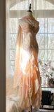 Ndyad Spaghetti Straps Ombre Chiffon Mermaid Gowns Vintage Gentle Backless Prom Dress HZ1024