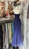 Ndyad Gradient Midnight Purple Mermaid Spaghetti Strap Chiffon Long Prom Dresses Backless Evening Dress HZ1024