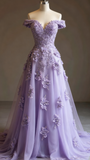 Ndyad Red A-line Off-the-shoulder Tulle Beaded Long Prom Dress Formal Applique Evening Dress HZ1024